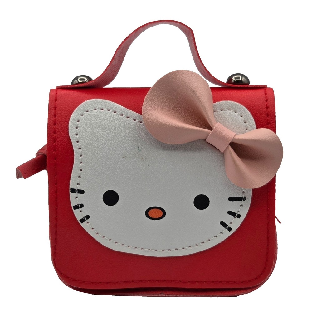 Hello Kitty Mini Crossbody Purse for Little Girls Red & White w/ Dusty Rose Bow‎